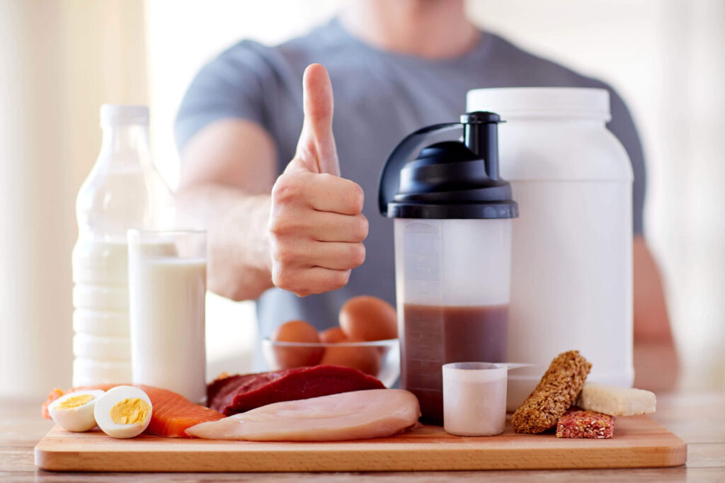 man with protein food